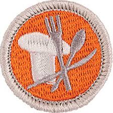 Cooking merit badge for Boy Scouts, orange with chef hat