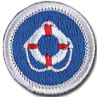 Lifesaving merit badge for Boy Scouts of America, with life preserver